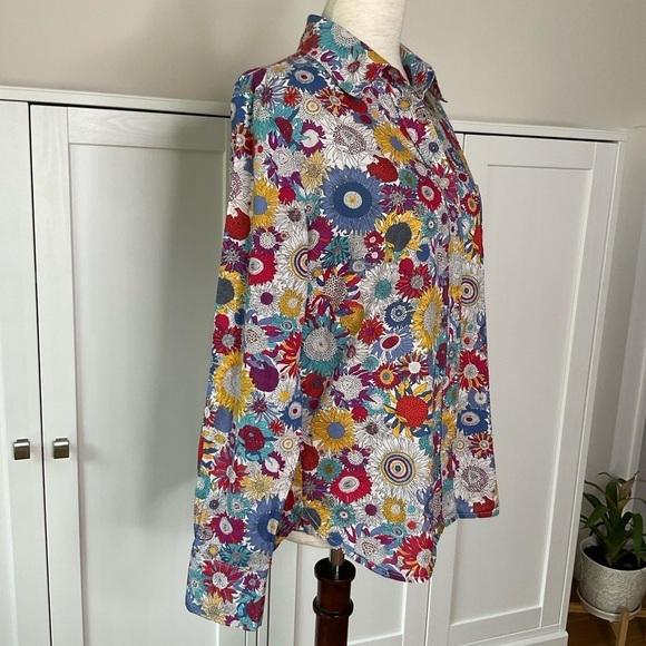 LIBERTY ART Fabrics of London Cotton Floral Print Shirt Button Front Size S/:P - Picture 5 of 15